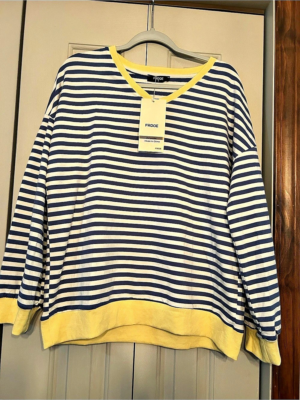 FRDOE Striped Sweater in Blue & Yellow Size Medium NWT